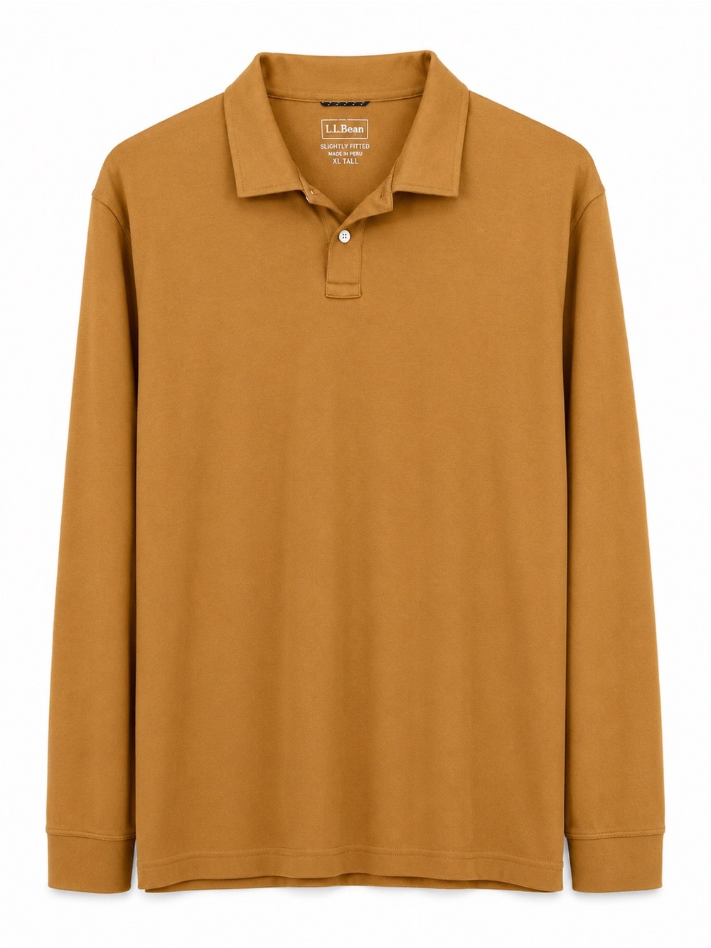 L.L. Bean Men's XL Tall Long-Sleeve Polo Shirt - Caramel Pima Cotton Golf Fall